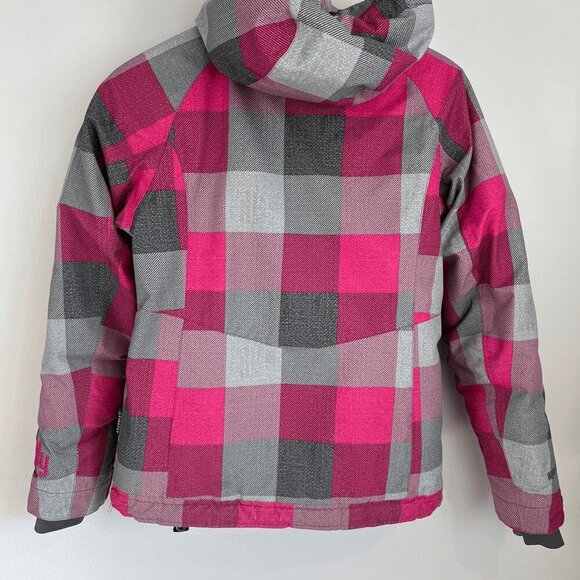 Aqua base Elite Firefly Girls Size Medium Pink Gray Hooded Ski Snow Jacket Shell - Picture 2 of 12